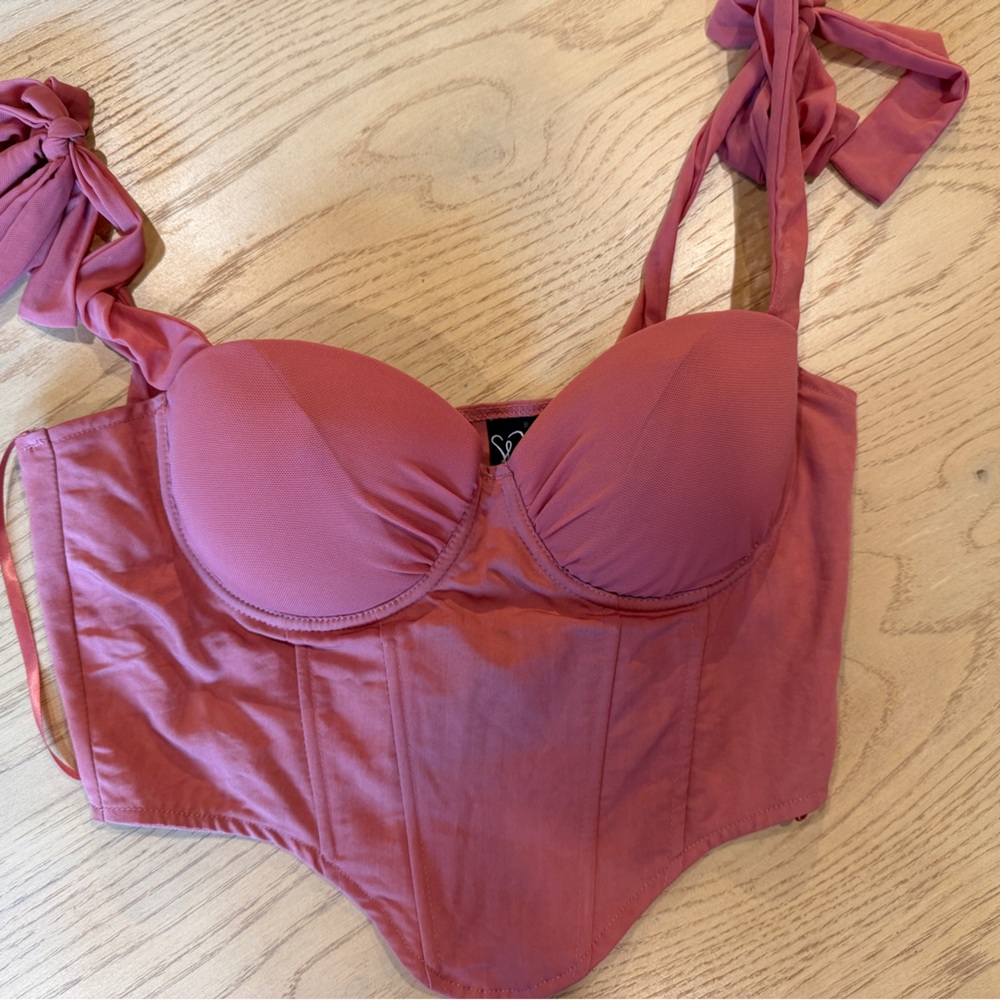Windsor Rose-Pink Longline Tie-Strap Bralette